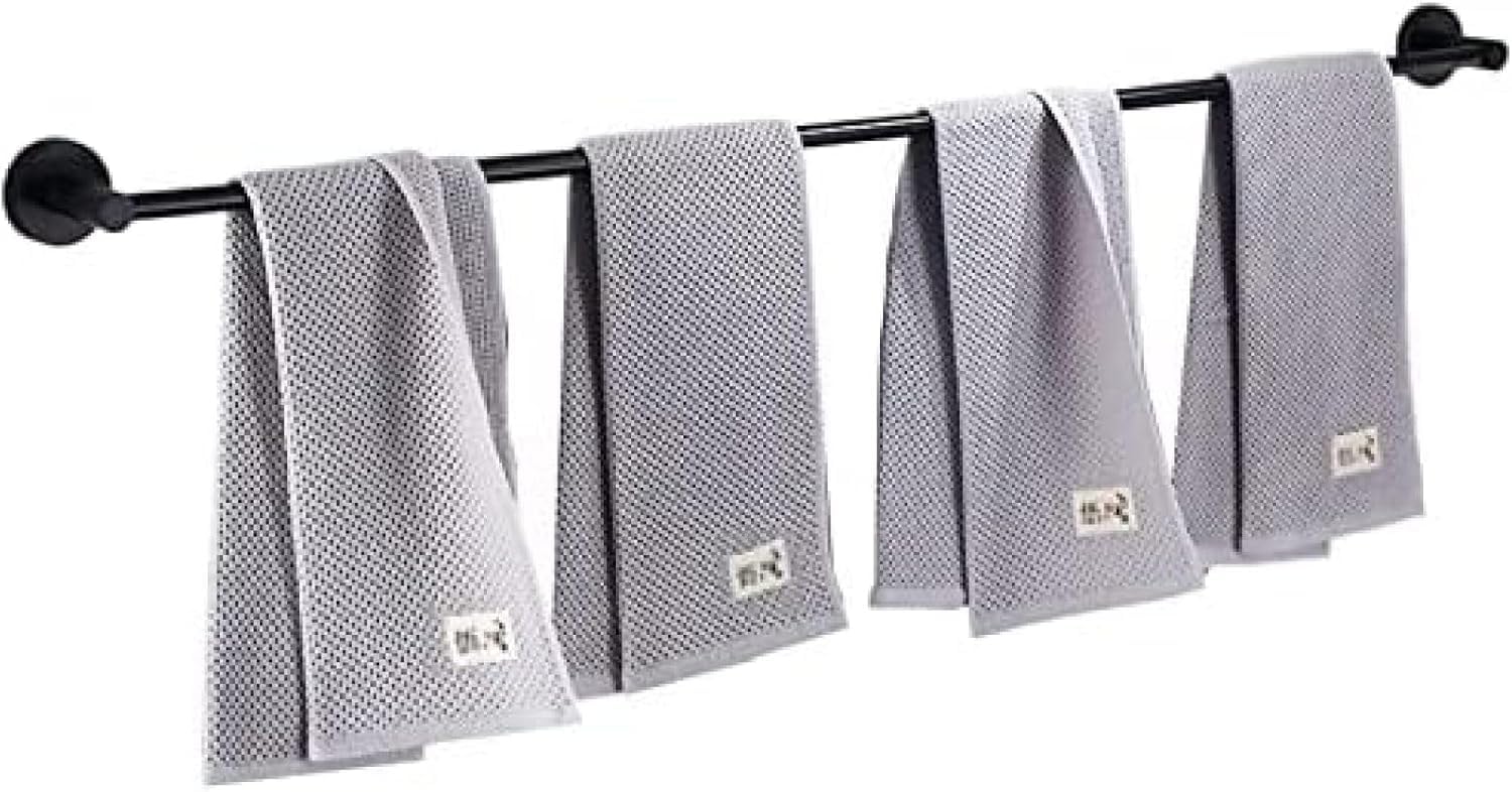 Porte-serviettes mural noir mat 80 cm en acier inoxydable SUS 304 pour salle de bain