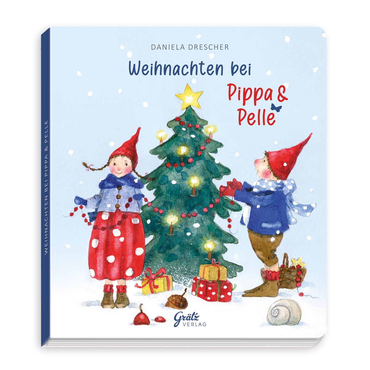 Weihnachten bei Pippa und Pelle – Gereimtes Weihnachts-Pappbilderbuch ab 18 Monaten mit handgemalten Illustrationen von Daniela Drescher