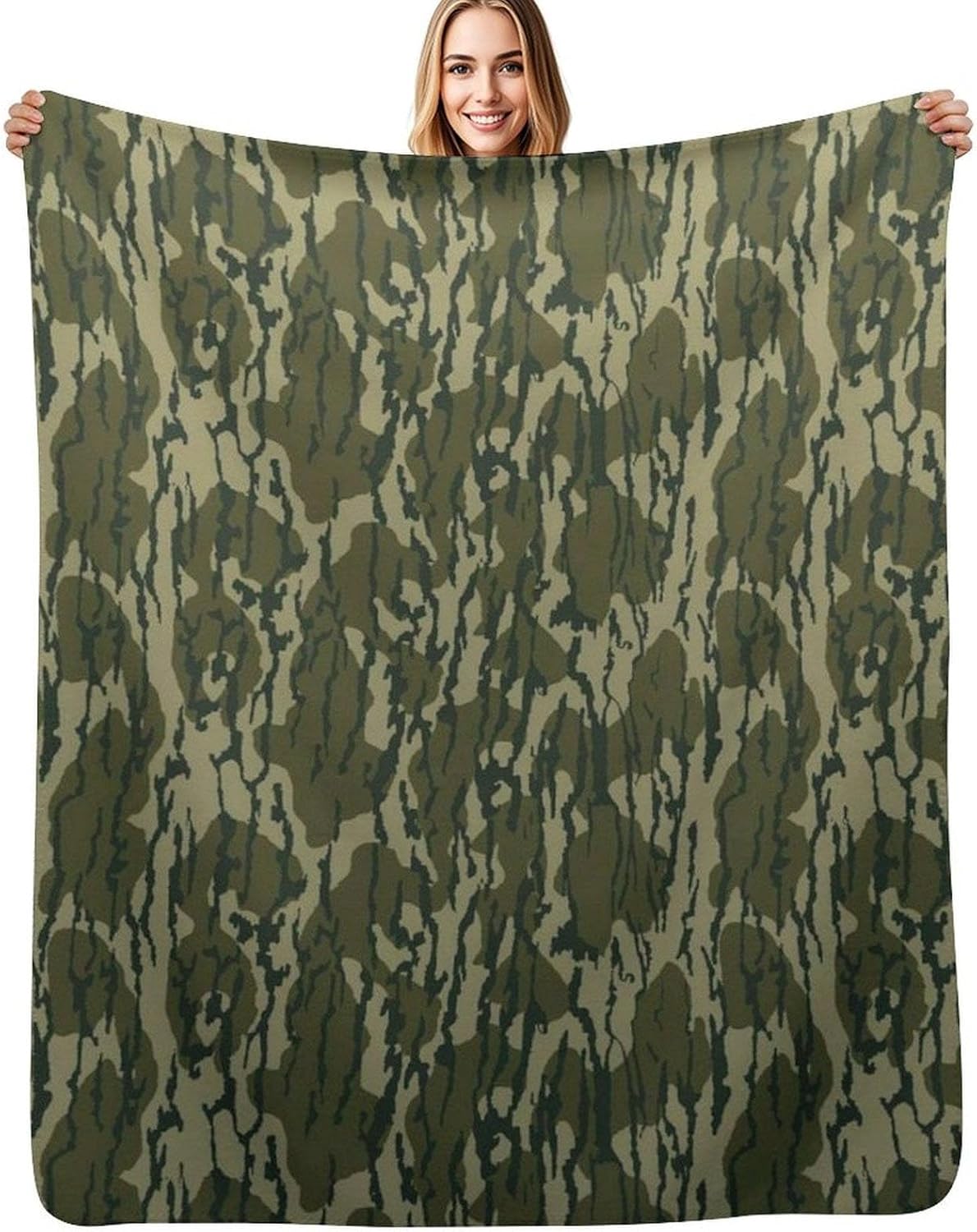 Camo Camouflage Throw Blanket, Super Soft Warm Bed Blankets for Couch Bedroom Sofa Office Car Travel, All Season Cozy Flannel Plush Blanket, (Military Green, 50 x 60 Inches - Throw)