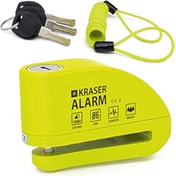 Candado Manillar Honda Sh 125 KRASER KR6Y Candado Moto Disco Alarma 110db Reforzado, Impermeable, Universal Motos Scooters Bicicletas, Cable Recordatorio, Mochila, Antirrobo Pinza Moto