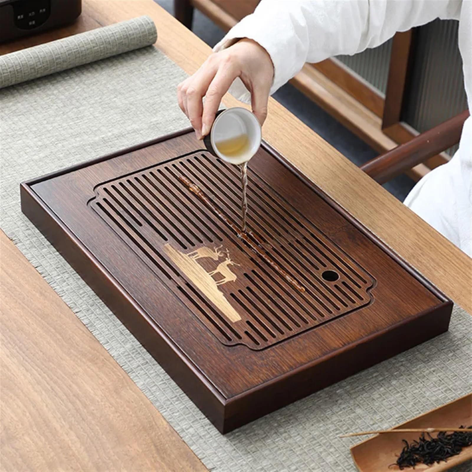 Bandeja Bandeja de té de Madera, Almacenamiento de Agua, Juego de té, Tablero de té Rectangular for el hogar, Bandeja de Almacenamiento de té(S)
