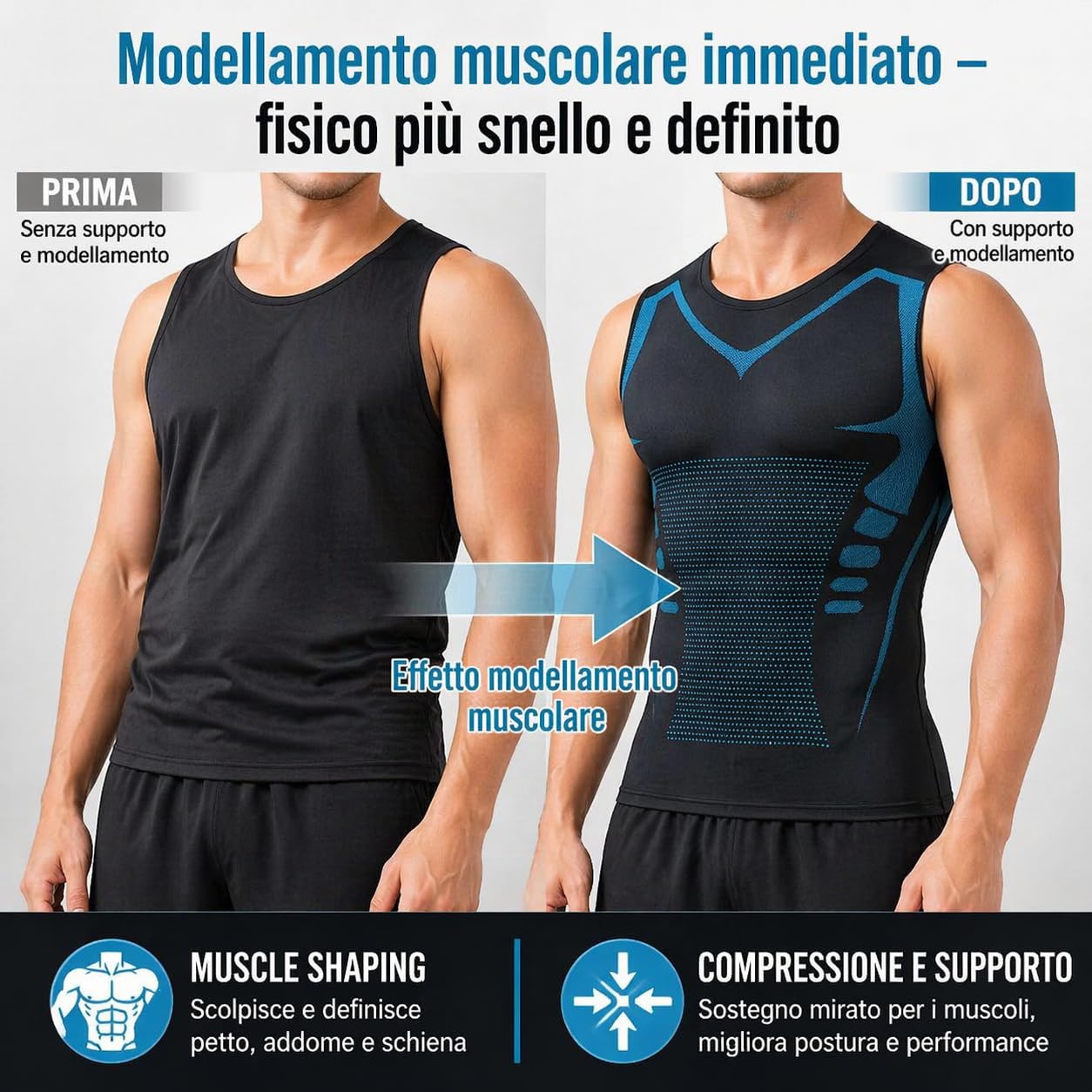 Canotta Uomo, V2 Maglia Senza Maniche Sportiva in Cotone e Fibra Tecnica, Traspirante e Comoda per Allenamento e Tempo Libero, Design Moderno
