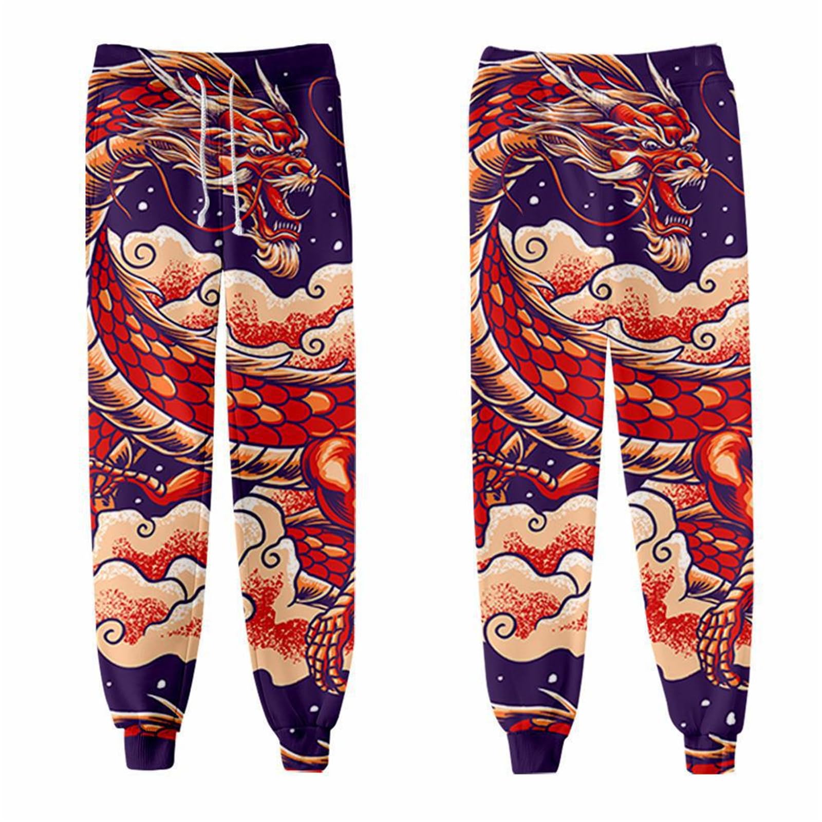 kewing Men's Viking Tattoo 3D Printed Jogger Sweatpants - Elastic Waist Drawstring Hip Hop Tracksuit Bottoms