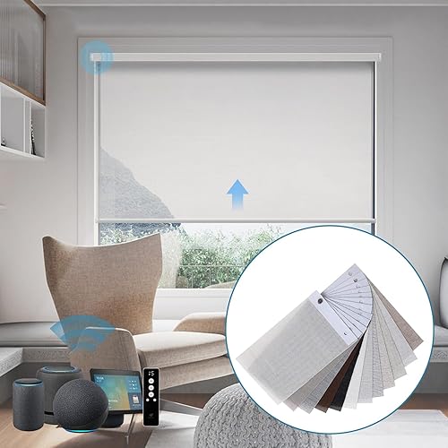 Miniatura 3 de Persiana enrollable motorizada, funciona con roscas Homekit, muestra de tela de 50%/70% Blackout Smart Blind,Muestras multicolor