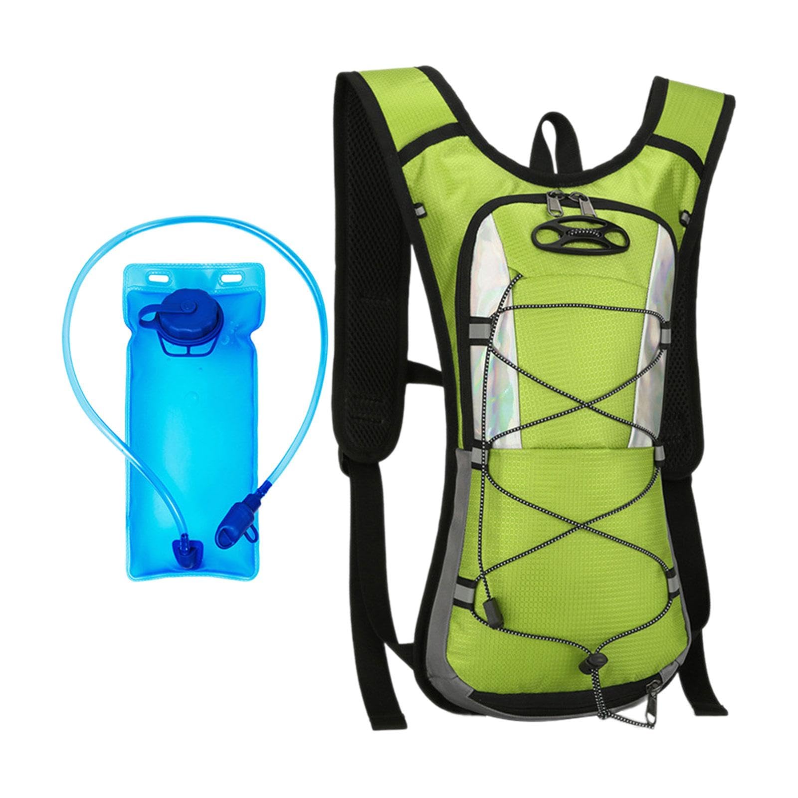 Trinkrucksack, Fahrradrucksack, Ultraleichter Rucksack, Outdoor Rucksack Aus Robustem Material mit 2 Liter Trinkblase, Belüftetem Rückenteil, Zubehört, Grün