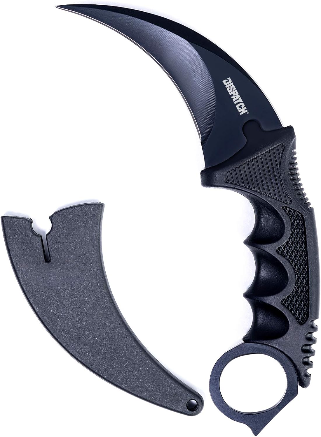 Dispatch Karambit Knife Fixed Blade Tactical Camping Tool, Outdoor Hunting Knife with Sheath and Cord, Suitable for Hiking, Adventure, Fighting Survival, Collection, Black : Sports & Outdoors