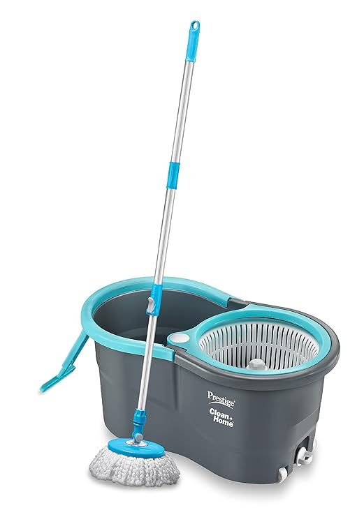 Prestige CleanHome Alpha Mop with 2 Microfiber Mop Heads, Grey and Blue