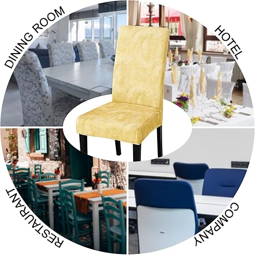 Miniatura 8 de JQinHome Juego de 6 fundas estampadas para sillas de comedor, de alta elasticidad, extraíbles y lavables, para silla Parsons en el hogar, fiestas,