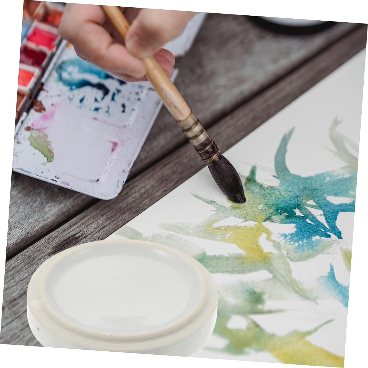 5-Layer Ceramic Pigment Tray Set for Artists Multi-Functional Watercolor Mixing Trays Convenient DIY Mixing for Painting