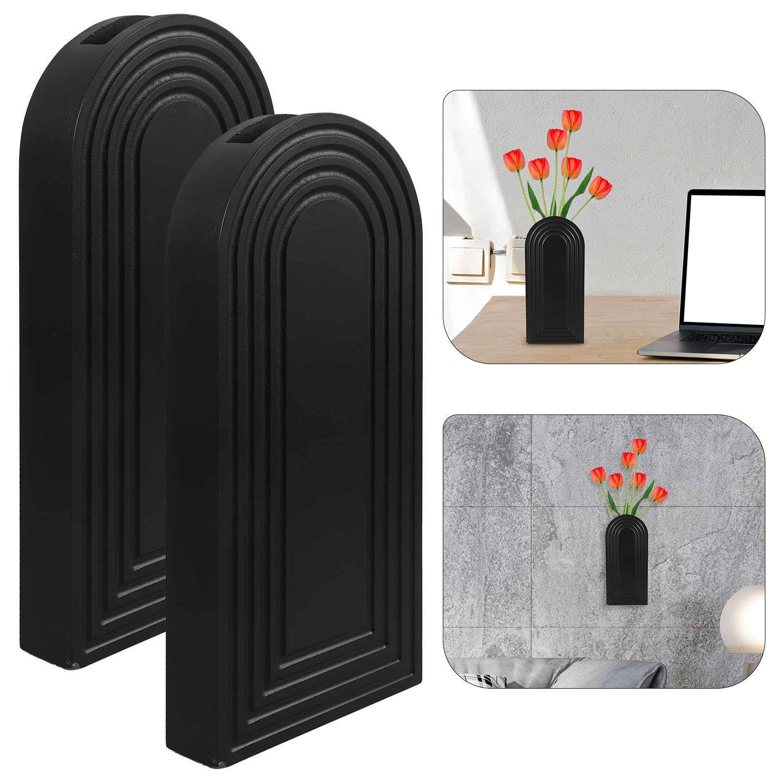 VILLCASE 2 Pièces Vase Mural en Bois Foncé pour Plantes D'intérieur, Petit Vase à Bourgeon Facile à Installer, pour Violettes Africaines et Décoration de Salon