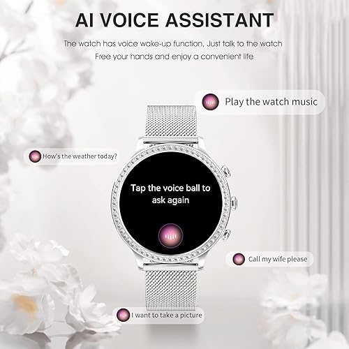 Miniatura 3 de Lefitus Reloj inteligente para mujer recepciónmarcación de llamadas rastreador de fitness impermeable para teléfonos Android iOS control de voz AI