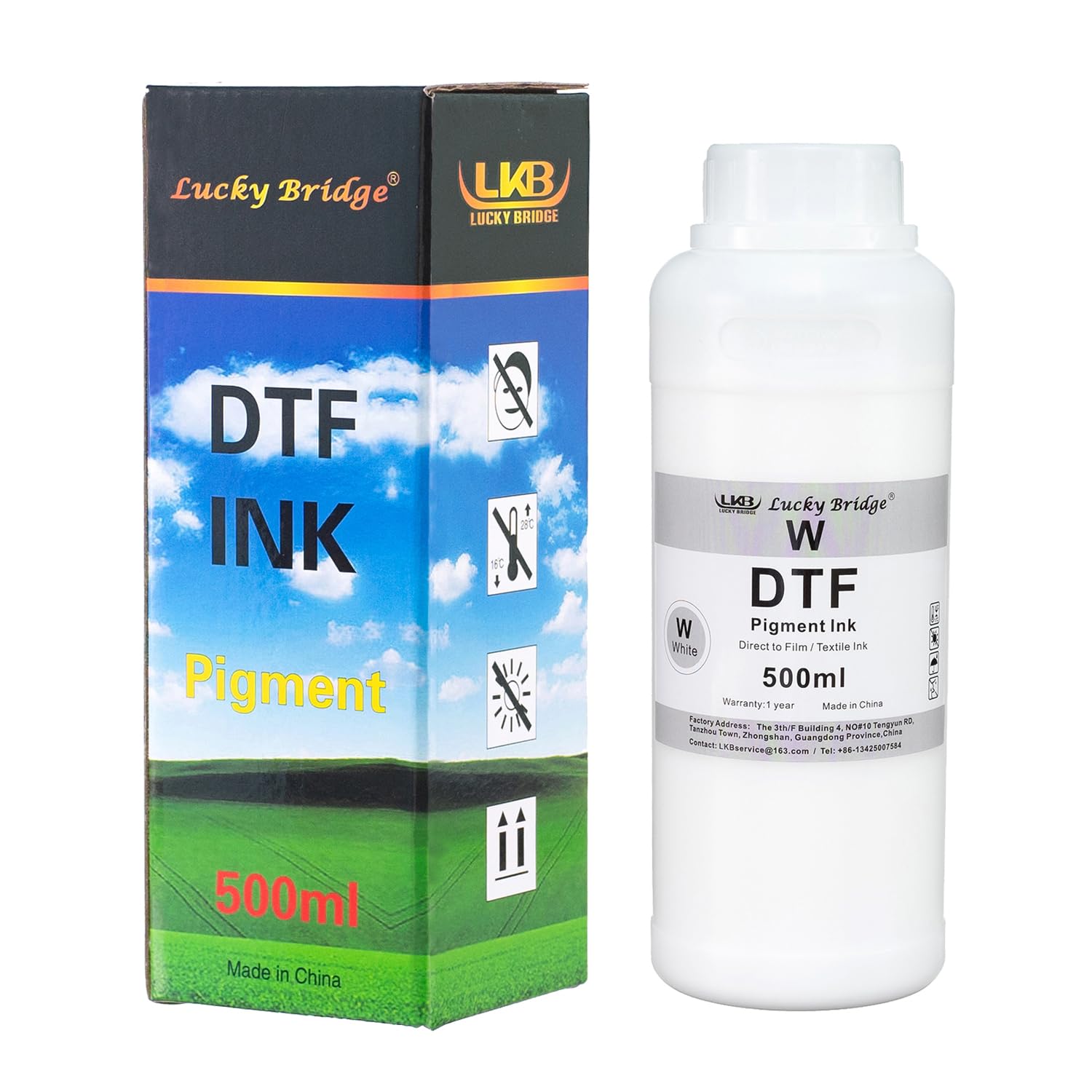 Encre Blanche DTF 500 ML pour Imprimante Epson | Encre à Pigments, Qualité Supérieure, Transfert Thermique PET, Compatible Têtes DX5 DX7 5113 XP600