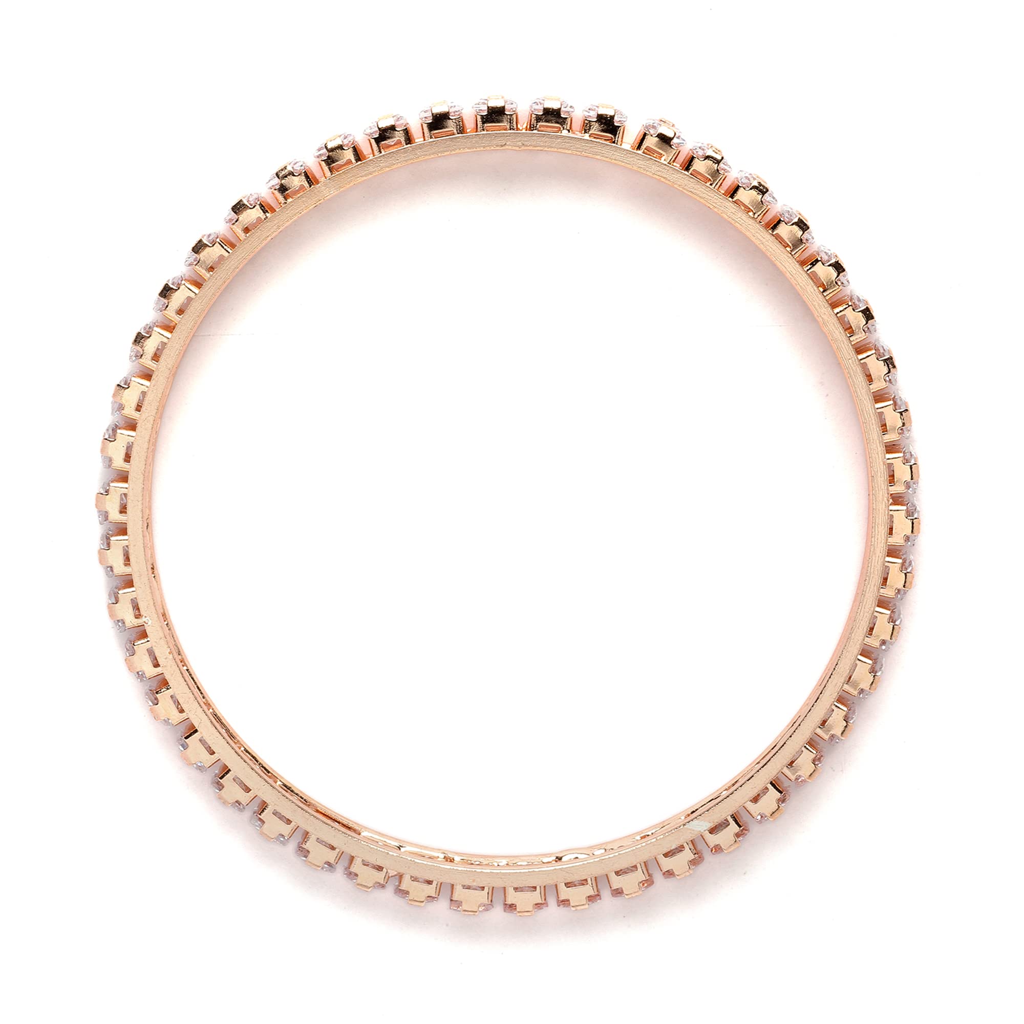 Rose Gold-Plated Artificial Stones Bangles (Set of 2, 2.4 Inches)