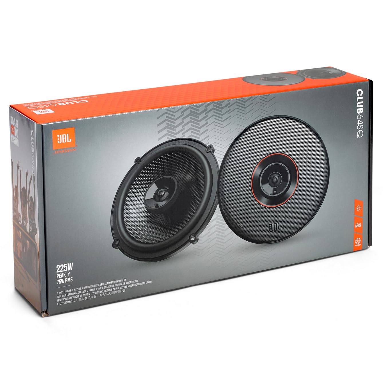 Altavoz JBL Club 64SQ Gen 3 - Altavoces Coche 16.5 cm de Harman Kardon Sonido para la Actualización Definitiva del Car-HiFi: 225 W Máx., Woofer de Carbono e Imán de Ferrita Y40