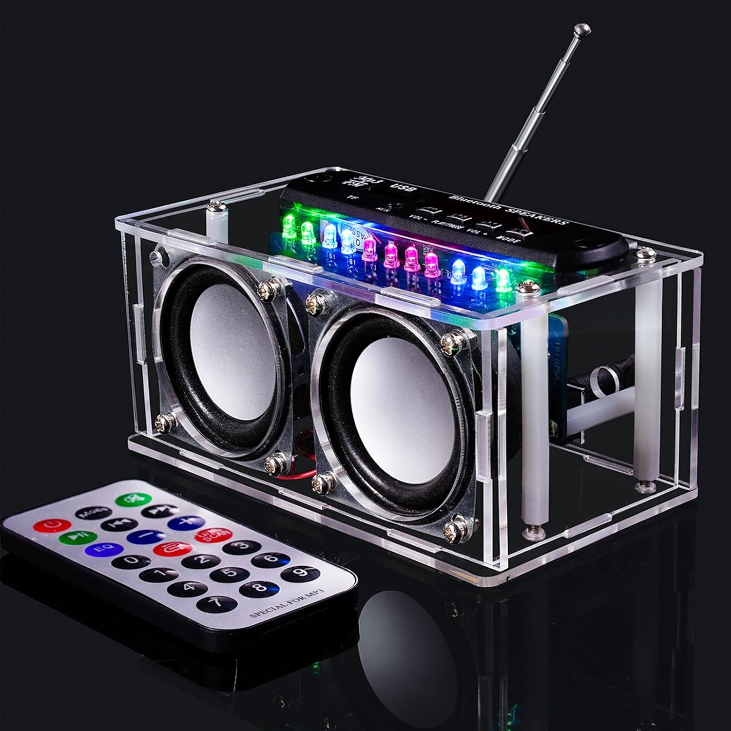 Compatible Speaker Kit Soldering Practice kit Voice-Activated Level Indicator Dual Channel Speaker for Soldering Project Transparent