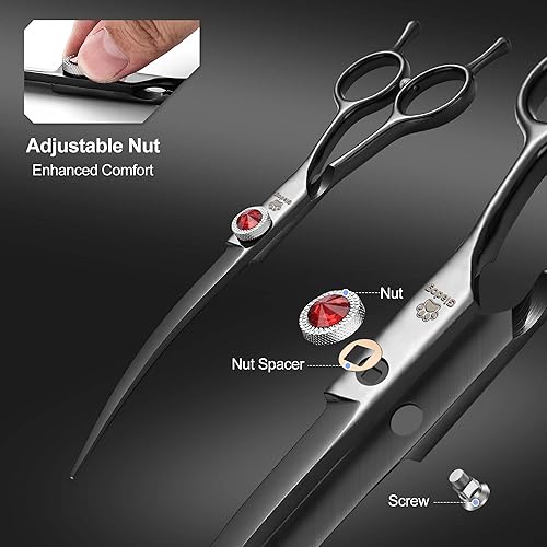 Vista 32 de GLADOG - Tijeras de aseo profesional para perros con puntas redondas de seguridad, 4 en 1, tijeras de aseo para perros y gatos