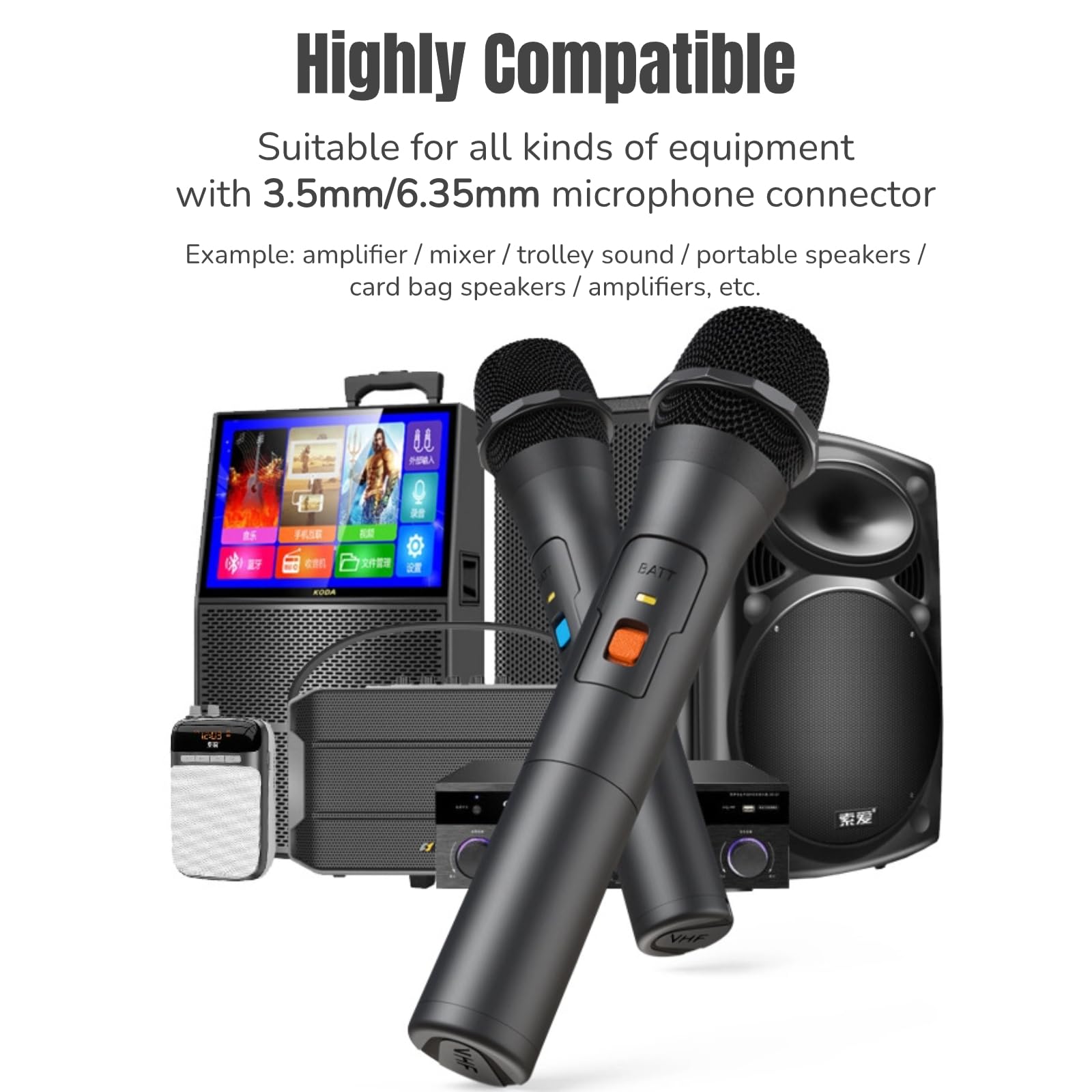 Cuifati VHF V16U bezprzewodowy mikrofon 2 w 1, uniwersalny ręczny głośnik mikrofonowy do karaoke z odbiornikiem USB, odległość transmisji 50 m, przenośny system mikrofonowy do karaoke na imprezy