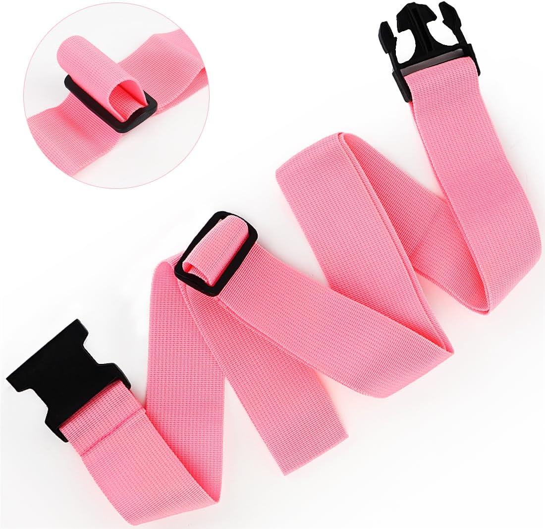 Luggage Straps for Suitcases, Travel Belt Multiple Connector, 2 Pack Pink image 2