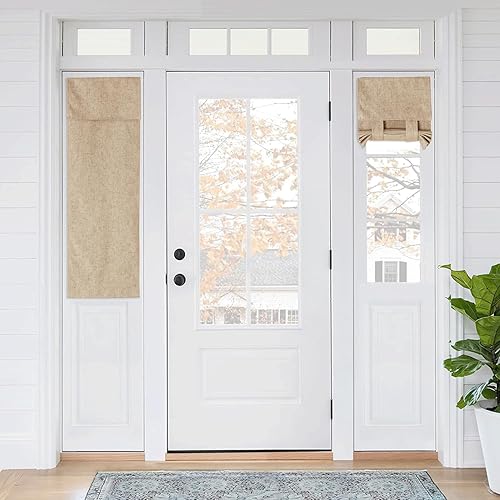 RYB HOME Cortinas 100% opacas para ventanas pequeñas, mezcla de lino texturizado, aislamiento de privacidad, cortinas de puerta francesa, cortinas