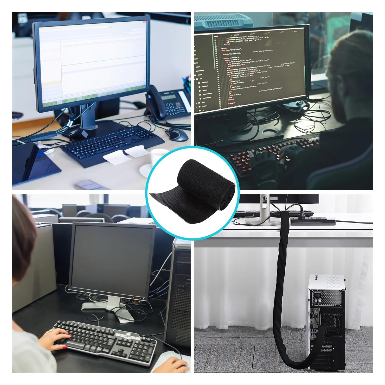 3 Piezas/3,0 m Cubierta de Cable Piso poliéster para Bricolaje Herramientas | Diseño De Tira De Gestión De Cables Fácil De Instalar Y Quitar For El Cordón De La Alfombra De La Escalera