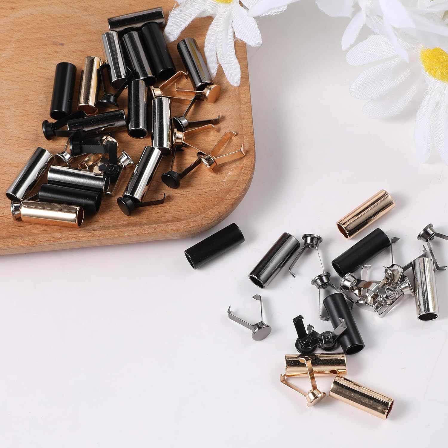 24 Pcs Cord End Caps, Shoelace Tips, Shoe Lace End Caps Metal Shoes Lace Tip Replacement for Drawstrings, DIY Shoes Laces Repair Kit for Sneakers Hoodies, Durable Cord Ends