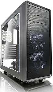 Fractal Design Focus G - Mid Tower Computer Case - ATX - High Airflow - 2X Fractal Design Silent LL Series 120mm White LED Fans Included - USB 3.0 - Window Side Panel - Grey