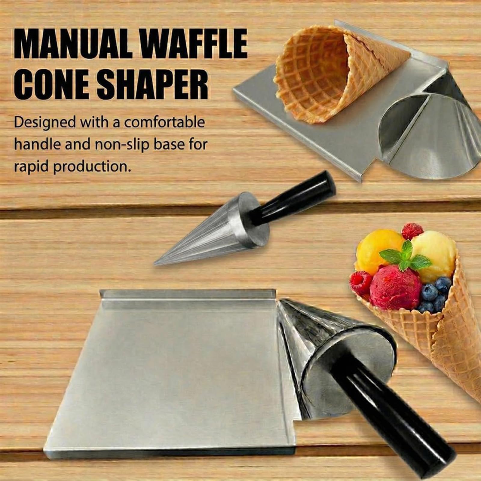 Rullo per Coni Gelato, Strumento Antiaderente per Modellare Coni, Stampo Manuale Fai-da-Te in Acciaio Inossidabile, per Preparare Involtini Primavera Croccanti E Gusci di Pasta Sfoglia, per