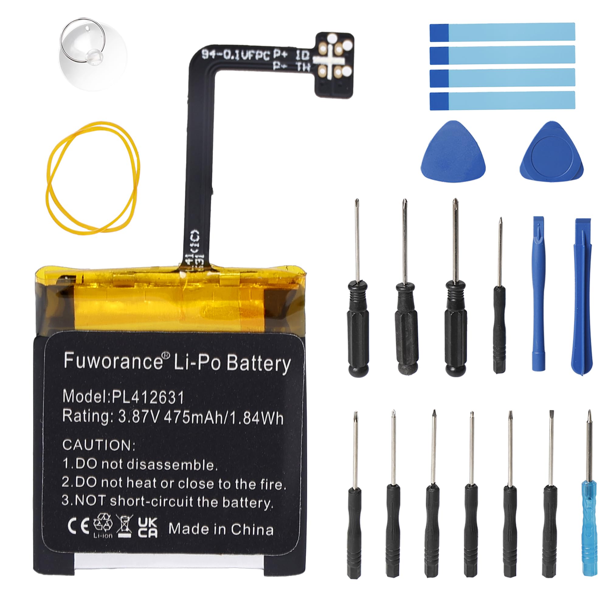Fuworance 475mAh 3.87V PL412631 Replacement Battery Compatible with Amazfit GTR 4 A2166 F031 Smartwatch Watch with Tools