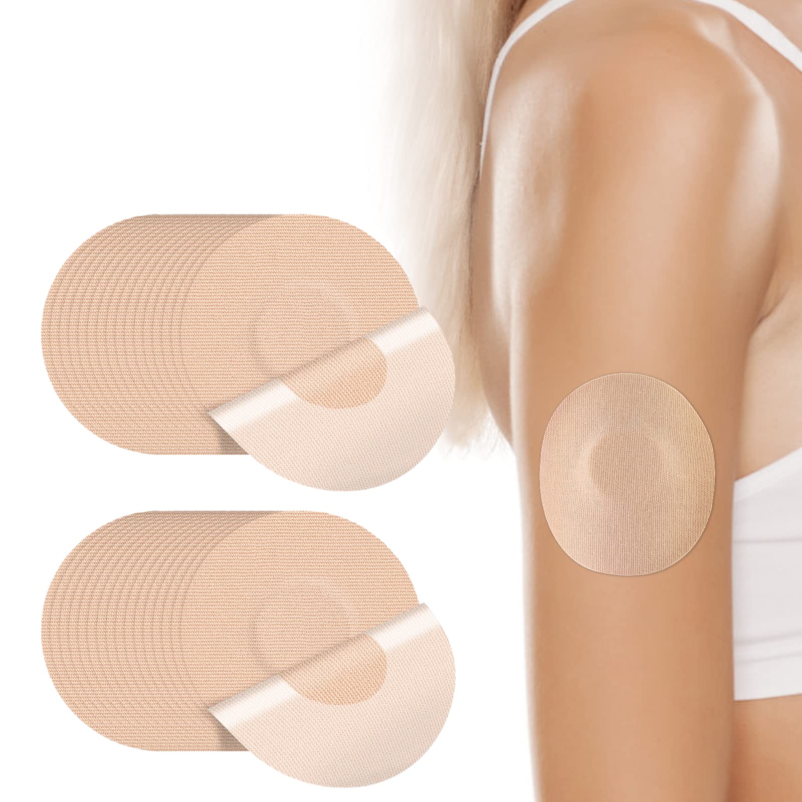 Sweet sevenWaterproof Sensor Covers for Freestyle Libre Sweatproof CGM Adhesive Patches - 40 Pre-Cut Sensor Protection Patches- Continuous Glucose Monitor Protection Skin Color