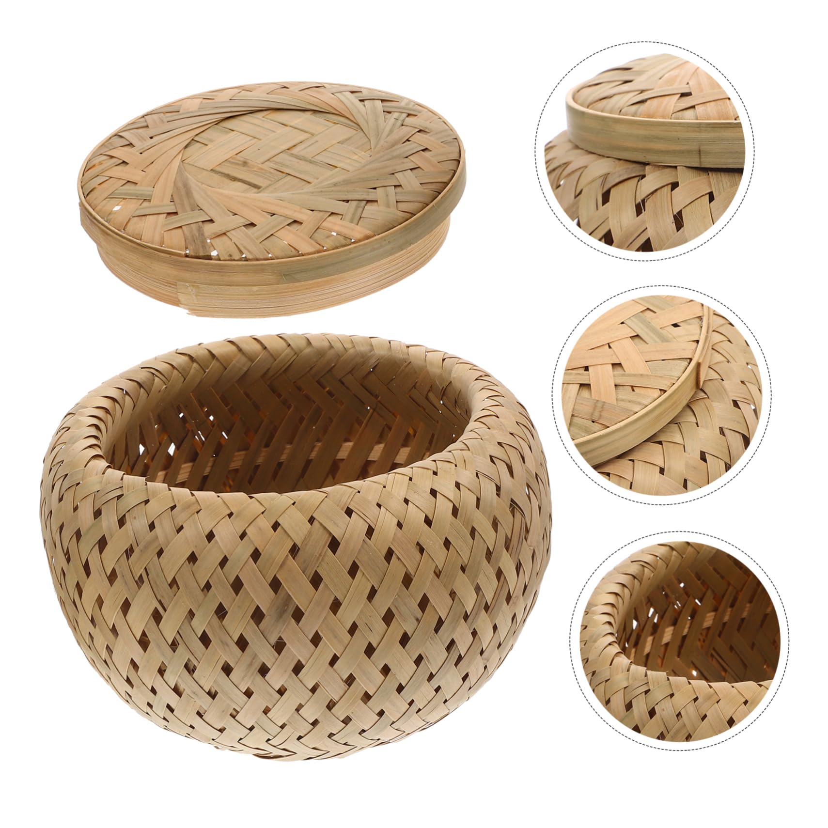 Woven Storage Basket Dual Household Organizer for Fruits Bread and Snacks Natural Design for Desktop Use