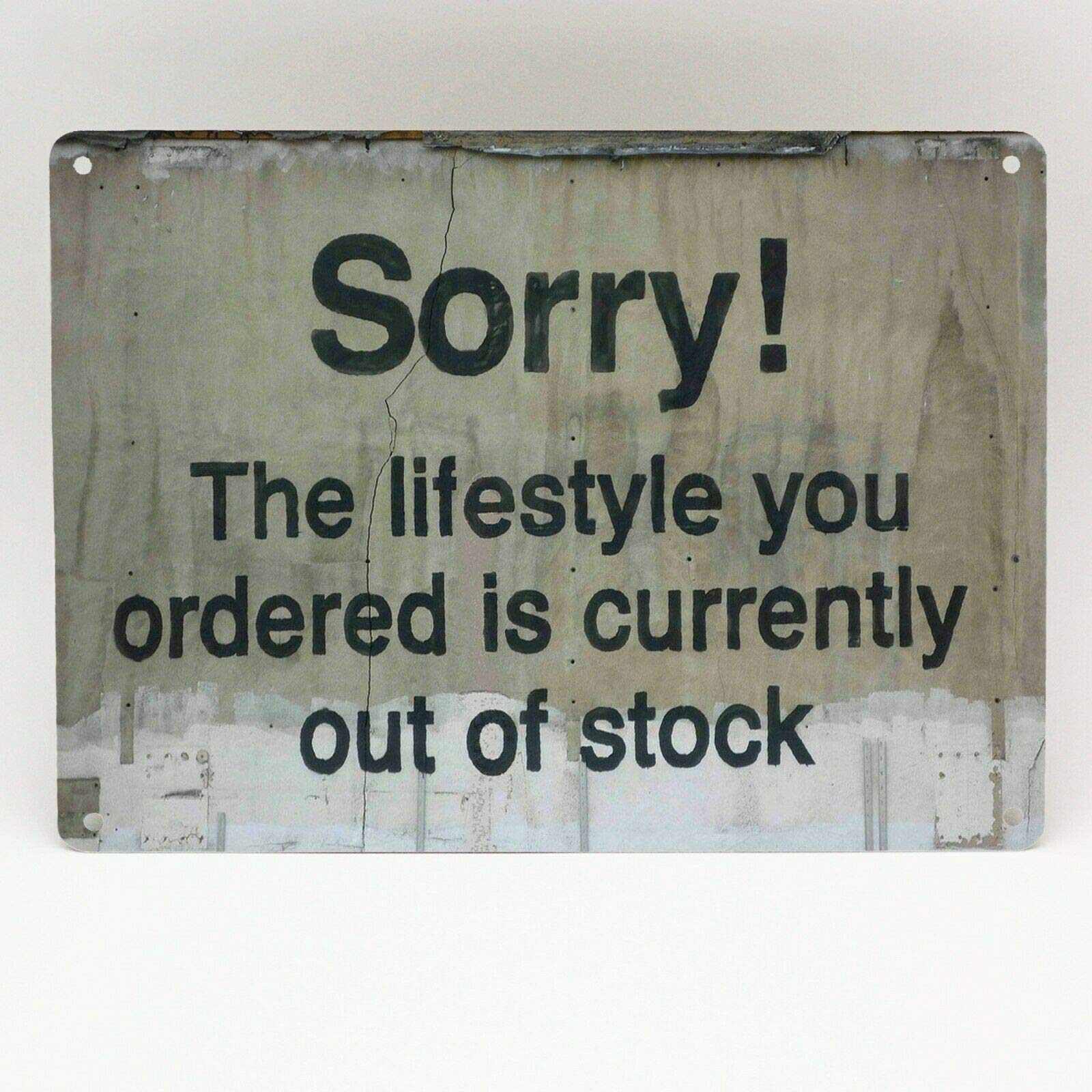 Inga BANKSY SORRY THE LIFESTYLE YOU ORDERED STOCK Metal Sign Poster Print GRAFFITI 8x12 inches Metal Sign