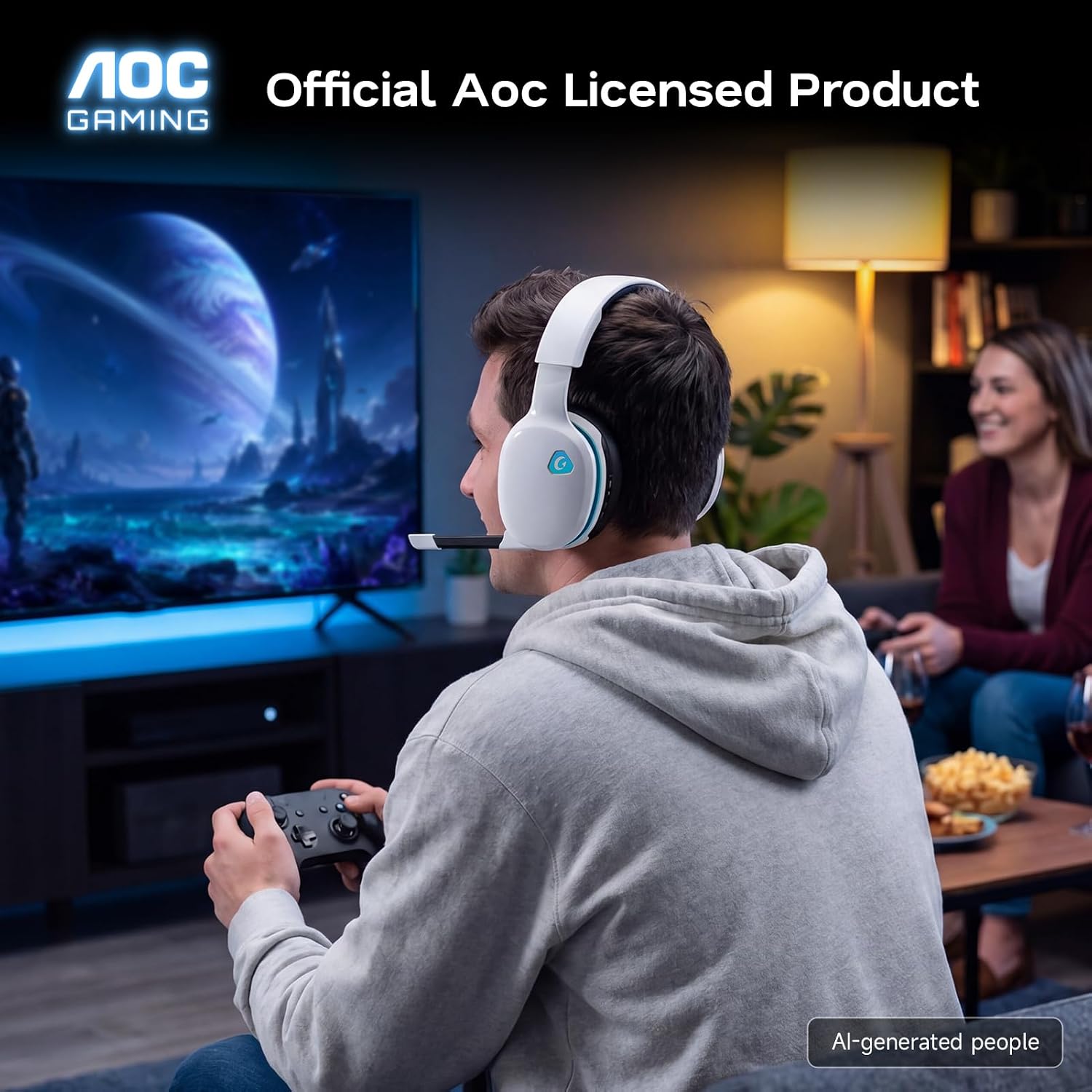 AOC 2.4GHz Wireless Gaming Headset for PS5, PS4 Fortnite & Call of Duty/FPS Gamers, PC, Switch, Bluetooth 6.0 Gaming Headphones with Noise Canceling Mic, 7.1 Virtual Surround, 45Hr Battery -White 8 71v7jkbDcPL. AC SL1500