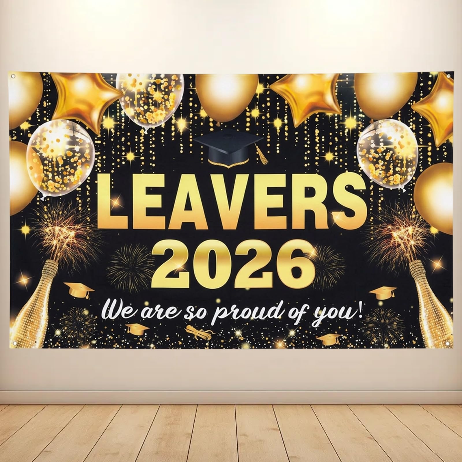 Class of 2026 Banner, Graduation Decorations for Indoor and Outdoor Events, Reusable Leavers 2026 Decorations, Durable Fabric Graduation Banner for Photo Backdrops and Party Displays