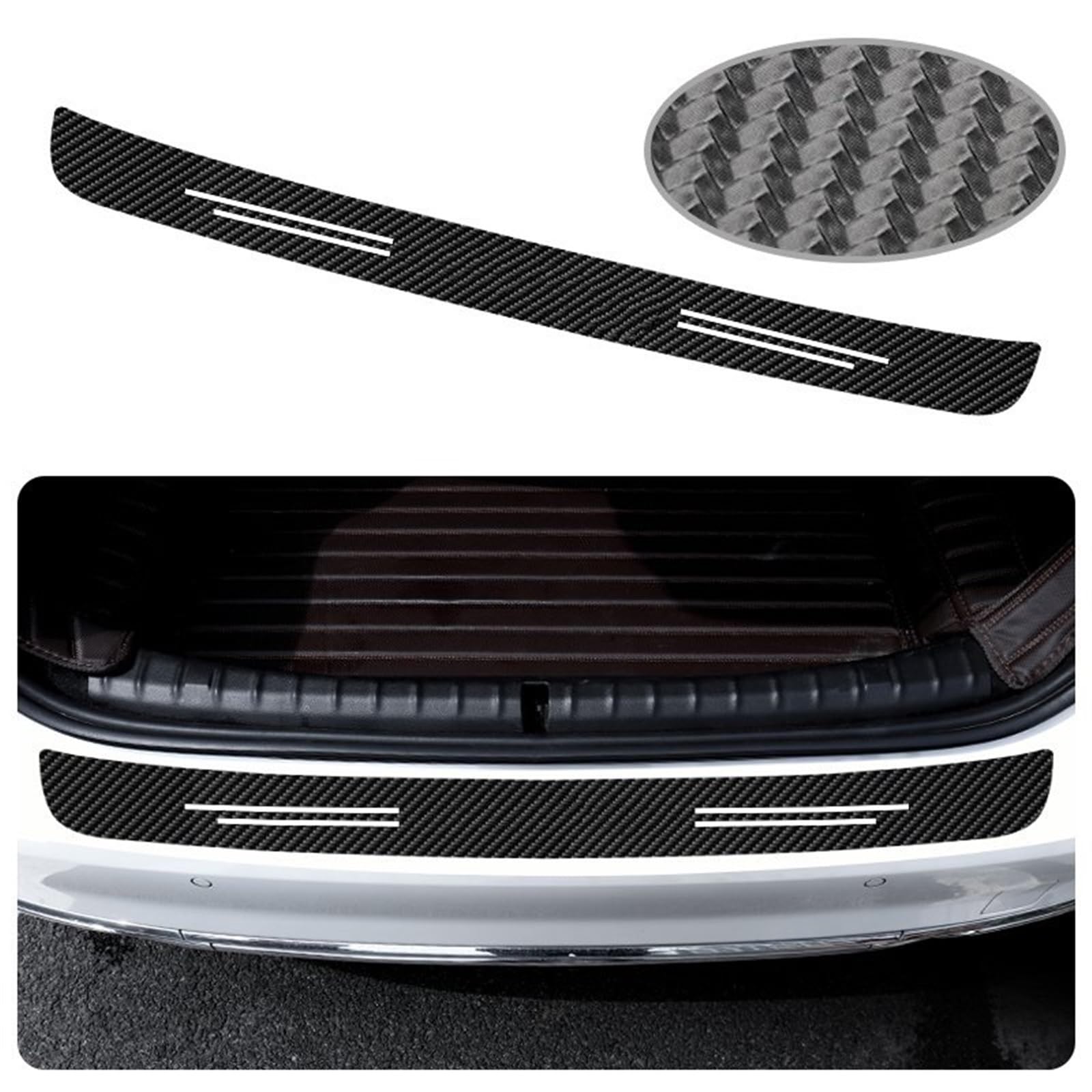 Tira Protectora de Parachoques Protector de Fibra Carbono Cuero para Placa protección Maletero Coche Pegatinas para Parachoques Trasero para Kia para Sorento