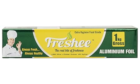 Freshee 1kg Gross Aluminium Silver Kitchen Foil Roll, 18 Micron Thick Food wrap Disposable Food Parcel Fresh Food