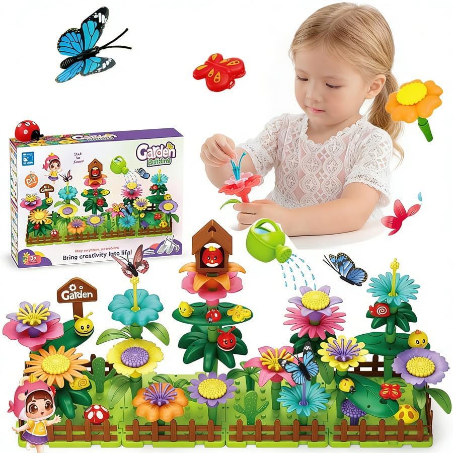 Winbar Garden Building Toy 124 PCS DIY Block for Childrens Garden Scenes