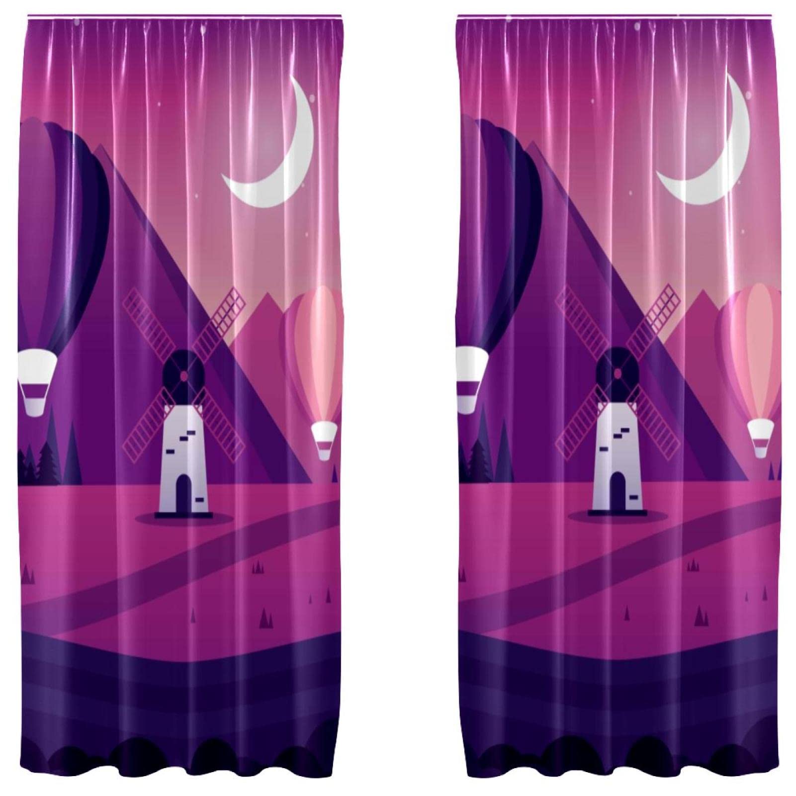 Cortinas para ventana de salón moradas en juego de 2 piezas para regular la luz