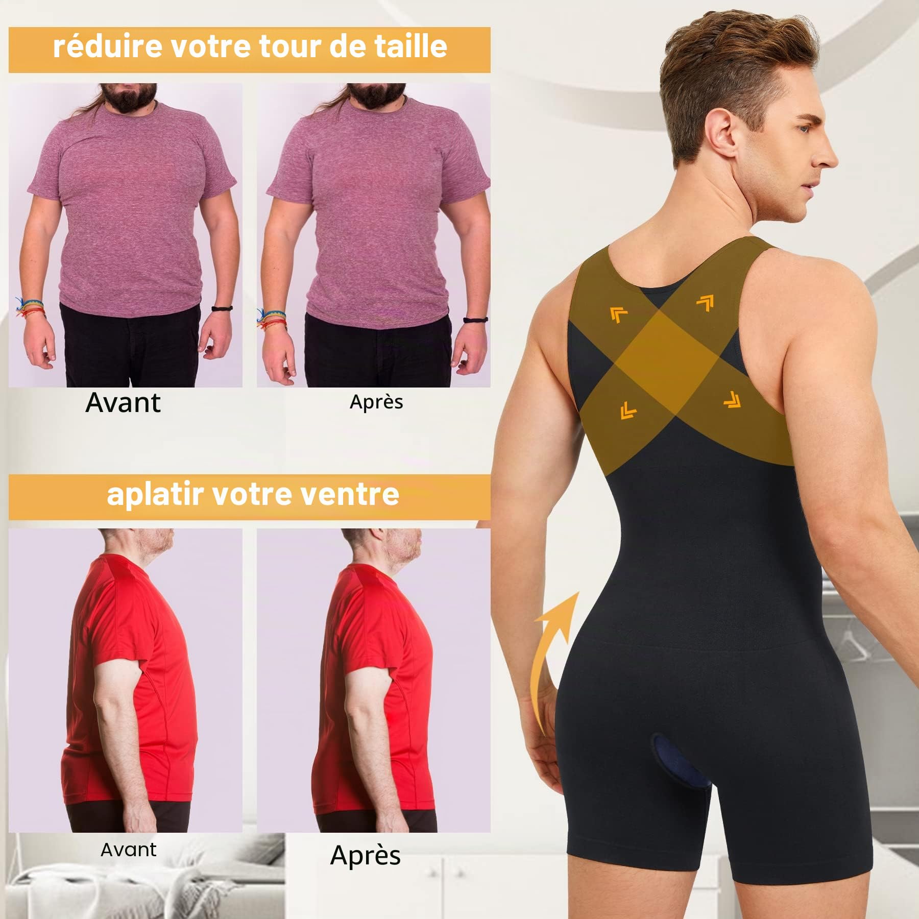 Sous-vêtement de compression gainant et amincissant sans manches pour homme Fajas para Hombres