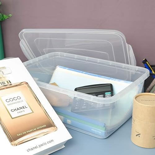 Miniatura 4 de Contenedores de almacenamiento de plástico de 14 cuartos de galón con tapa, caja de cierre transparente, juego de 4