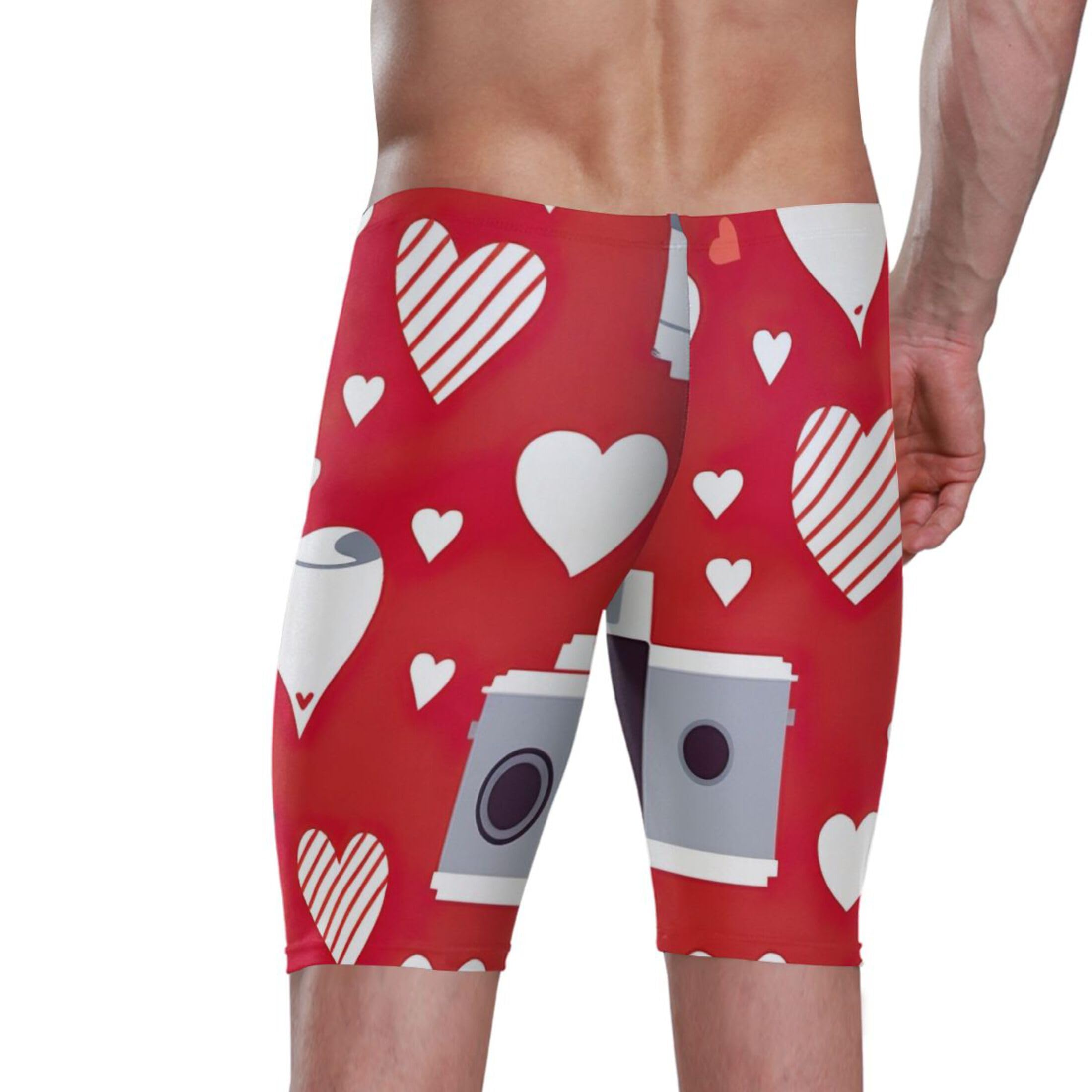 UMIRIKO Valentine's Day Heart Swim Jammers for Men Athletic Durable S B0401222