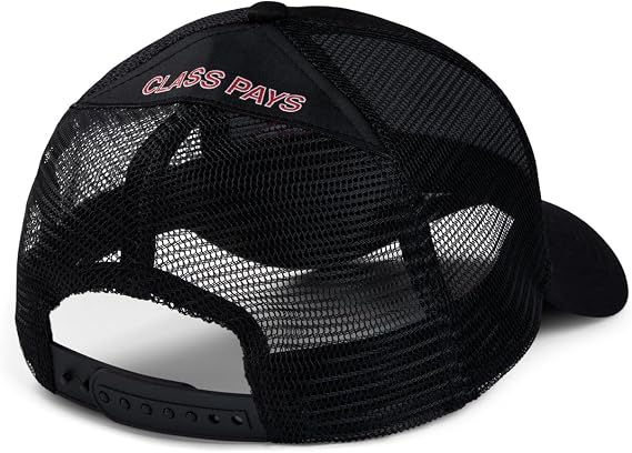 PETERBILT Carbon Fiber Trucker Hat, Black Mesh Cap with Red Logo, Adjustable Snapback