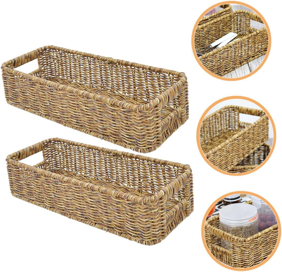 2pcs Woven Cutlery Basket Utensil Container for Kitchen Organization Deep Spice Jar Storage Chopstick Rack for Convenient Storage