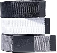 Nike Men's 3-Pack Futura Web Belt - Interchangeable Straps, Cut-to-Fit Tech, Matte Black Buckle