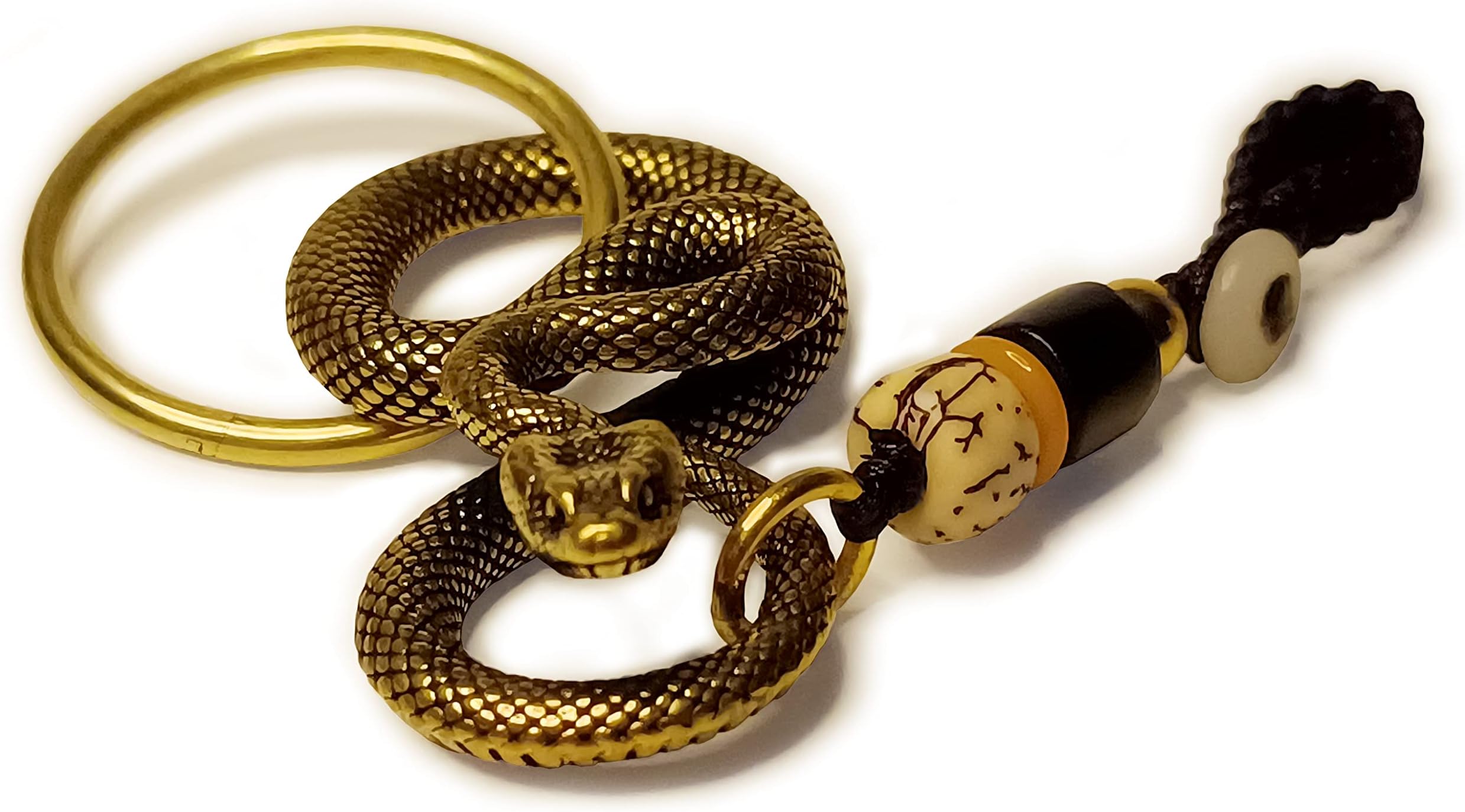 YAOTECHCool Snake Keychain Charm for Boyfriend/Dad,Brass Python Key Chain for Men/Women