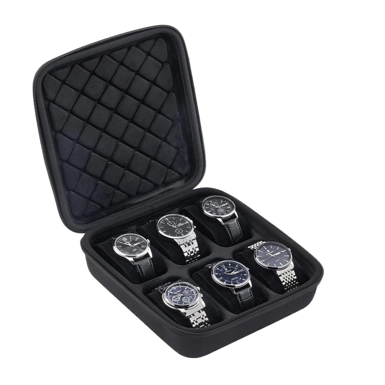 SongPiaopiao 1pcs 6-Slot Hard Shell Watch Travel Case, Men Gift