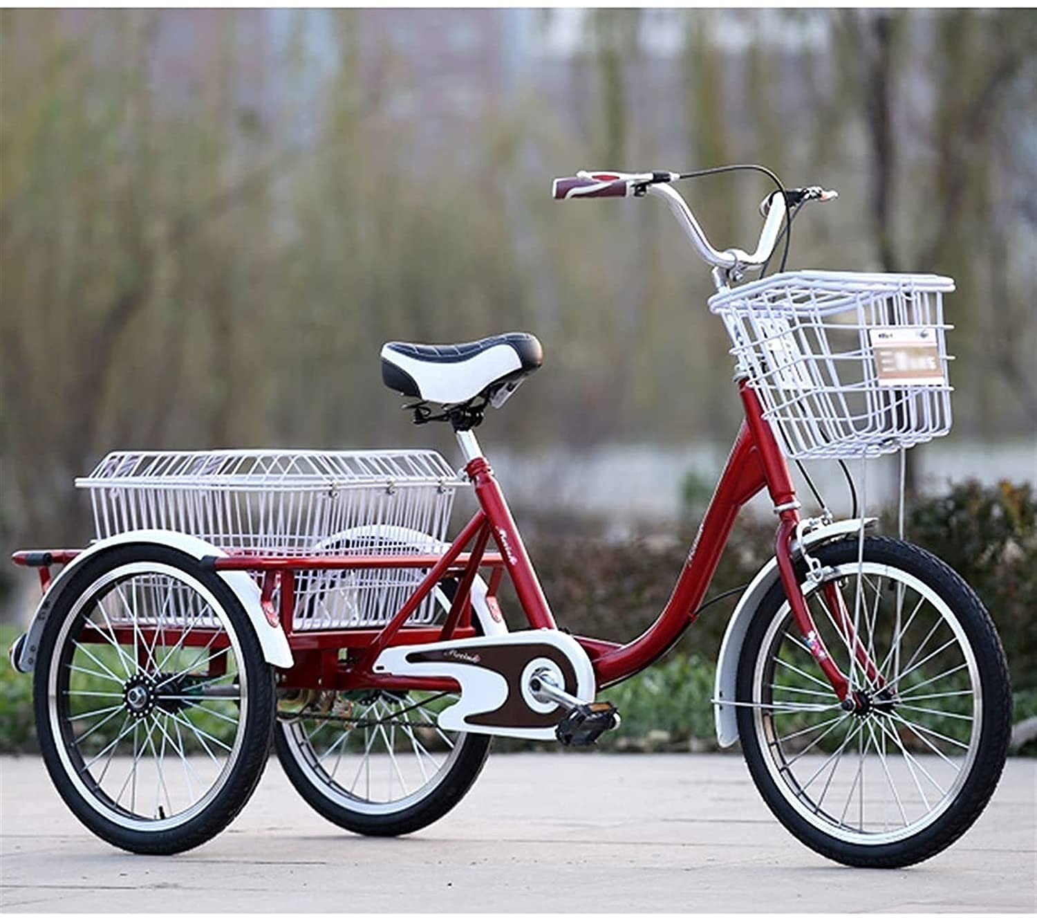 GRDDBZA Adult Tricycle - 3 Wheel Bikes for Adults Shopping Adult Tricycle, 20-Inch Trike Wheels, Double Brake 3 Wheel Bike, Cargo Basket, Adjustable Handlebars for Seniors, Women, Men