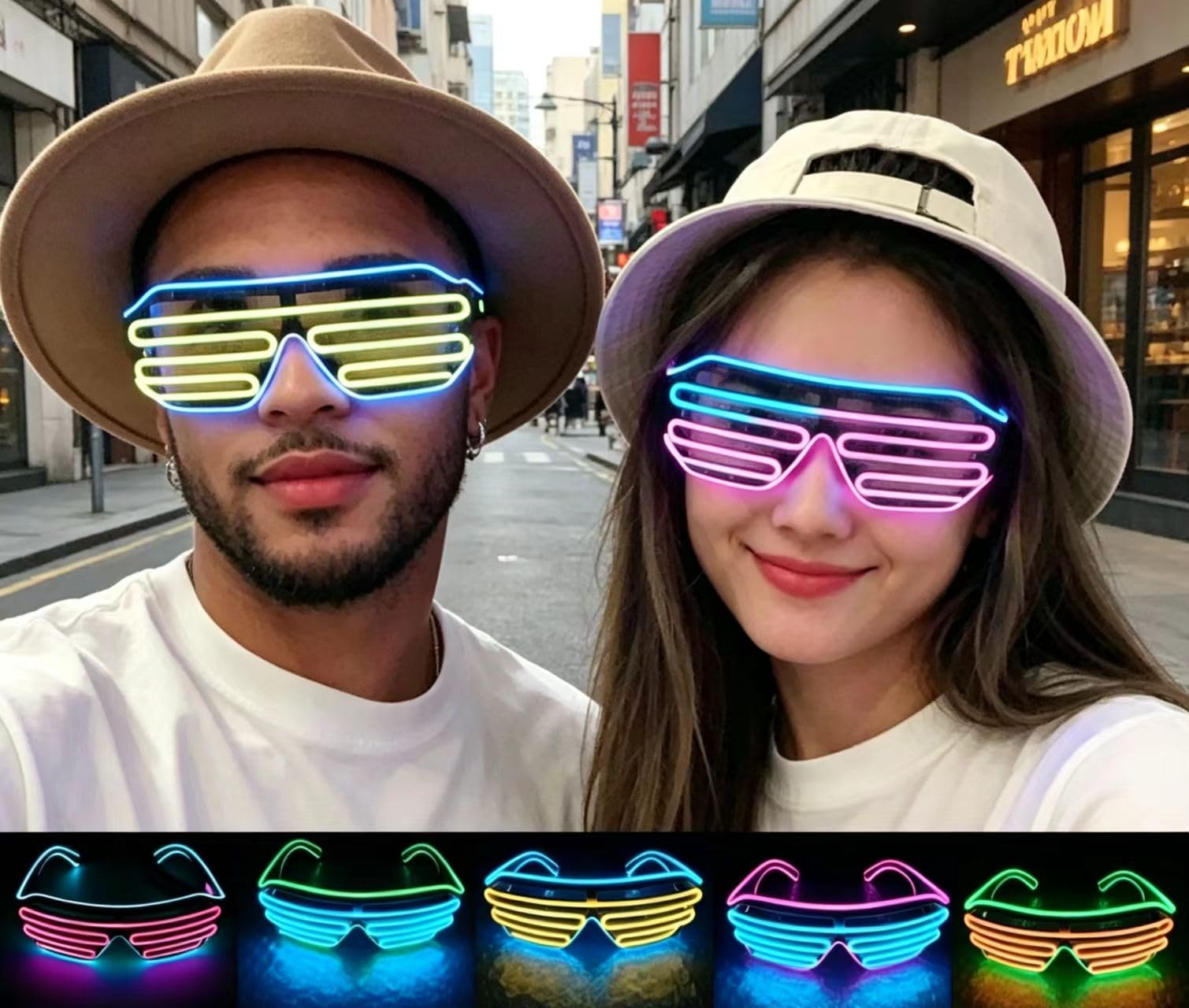Leuchtende Disco-Rave-Brille für Männer und Frauen, leuchtende LED-Neon-Sonnenbrille, Rave-Party, EDM-Kostüme, Brillen, verwenden Sie AA-Batterien