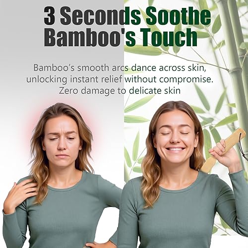 Miniatura 2 de Renook Rascador de espalda de bambú, mango largo curvado, 3 piezas de rascador de espalda de madera para hombres, mujeres y niños, asistente de