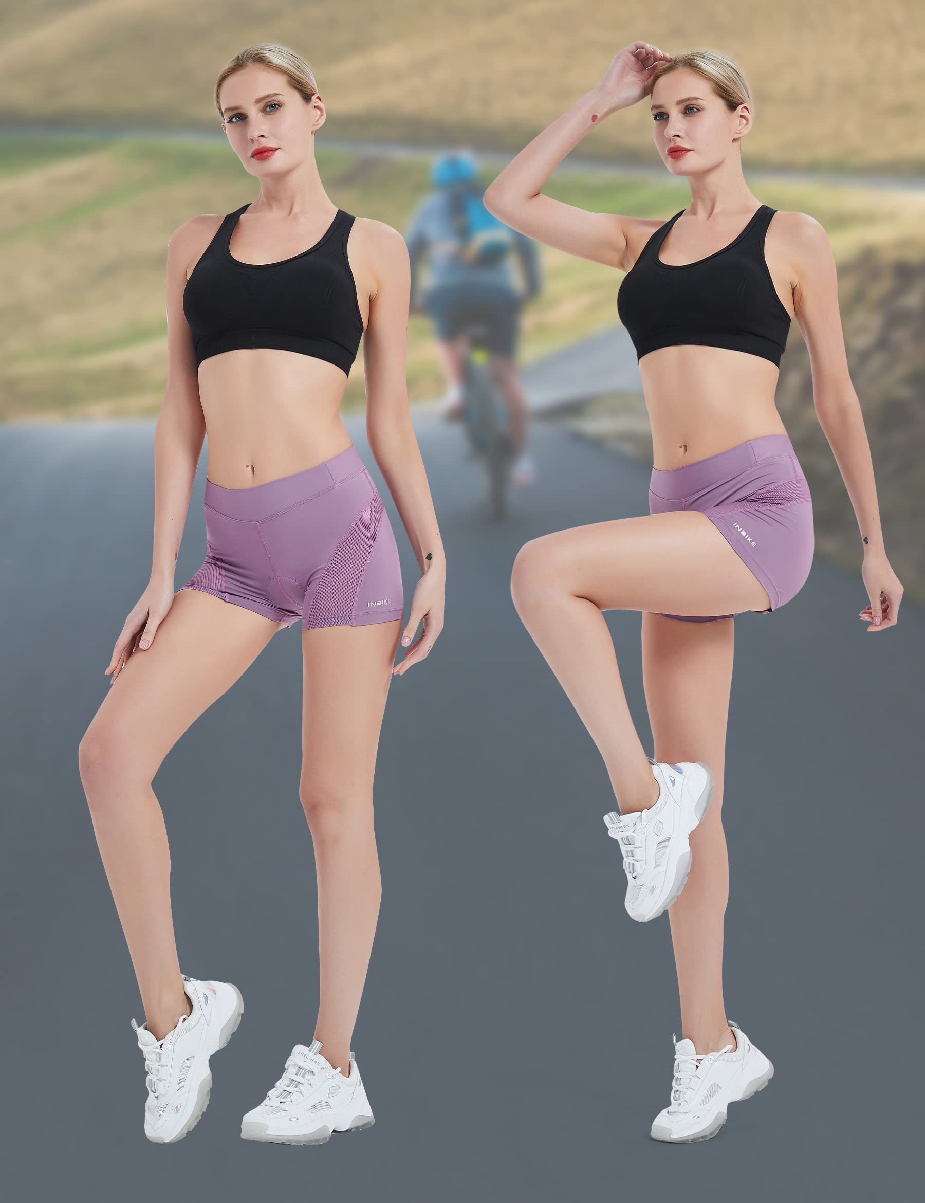 INBIKE Pantalones Cortos Ciclismo Mujer Almohadilla de Silicona 3D Ropa Interior Transpirables Cómdos para Deportes al Aire Libre Bicicleta MTB (SW003)