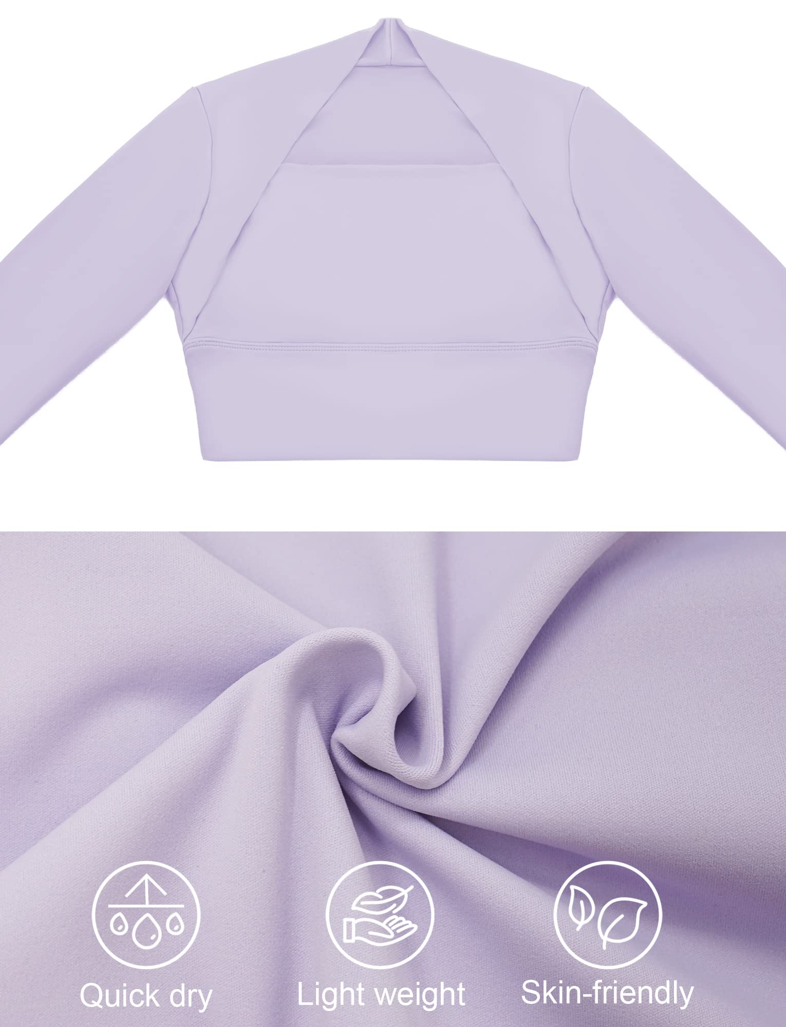 Women's Stretch Cutout Yoga Sports Jacket Long Sleeve Crop Top T Shirts with Thumb Holes Purple